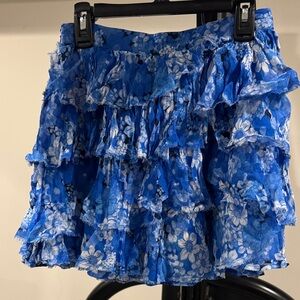 The Kooples Blue Floral Garden Mini Skirt